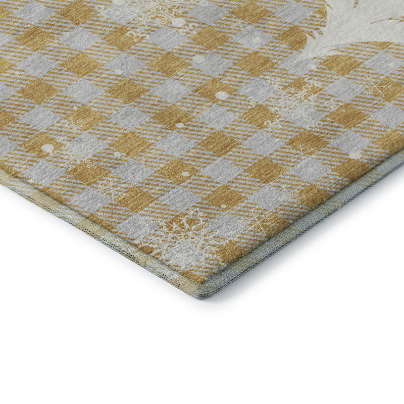 Premium Machine Washable Castillon AMF1824 Winter Forest Holiday Rug, Rectangle 3' x 5'