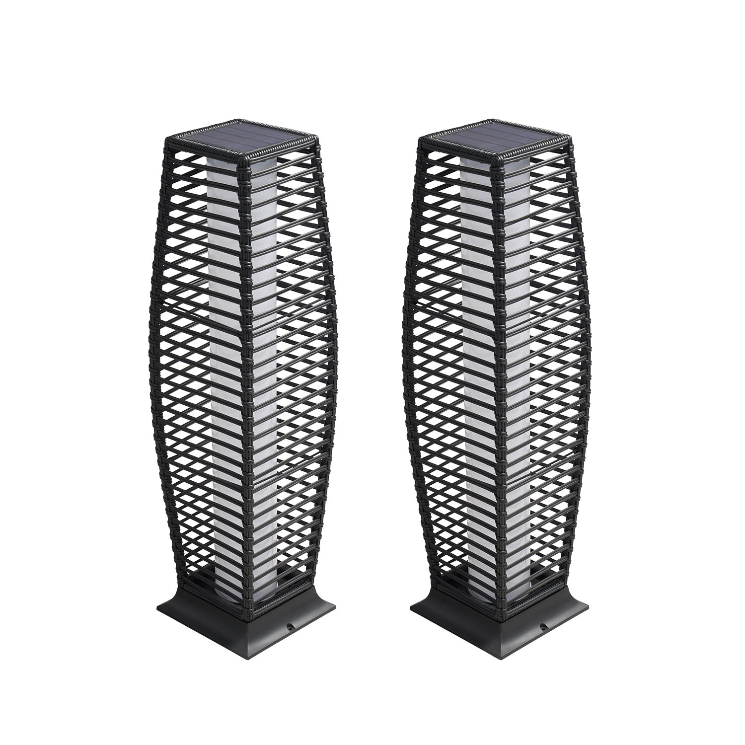 Freida Solar Wicker Floor Lamp Set