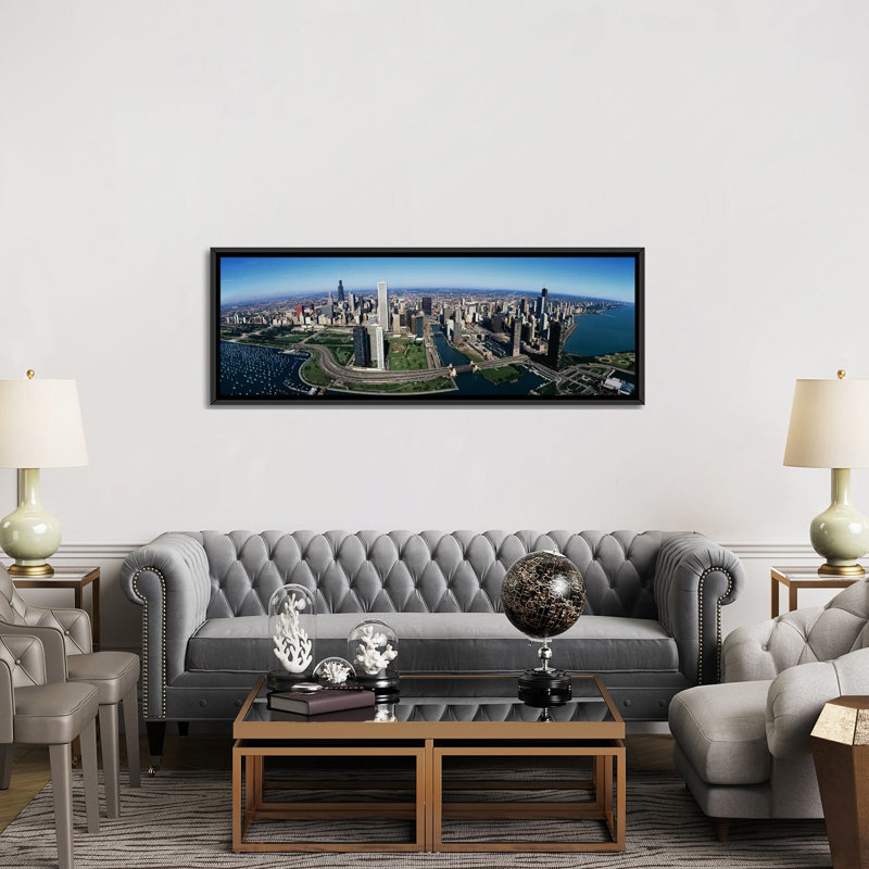 «Chicago, Illinois», reproduction de photo sur toile, H 12 po x l 36 po x P 1,5 po, Toile encadrée noire