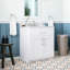 Ensemble de meuble-lavabo autoportant simple en lattes d'amande 30 po Athea avec comptoir en marbre blanc Athea-1410382683-1355154866