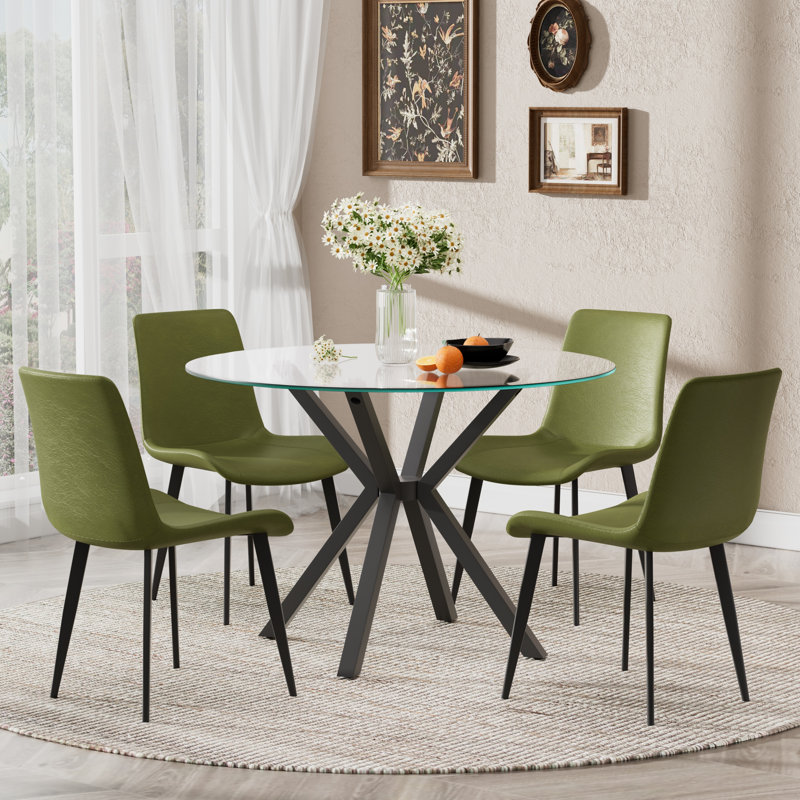 Ensemble de chaises de salle à manger Modern, 4, Vert