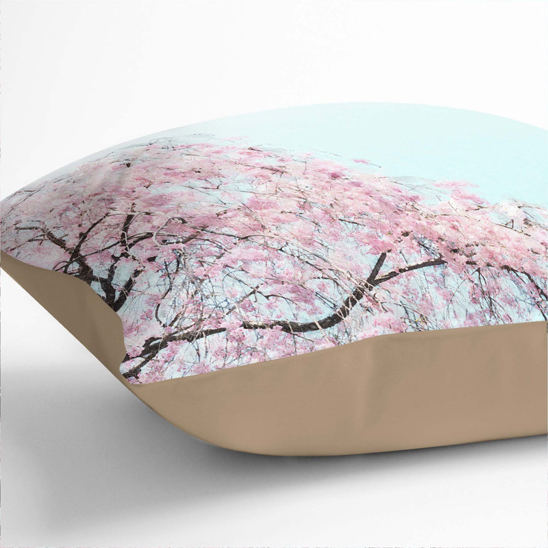 Cherry Blossom Tree Cushion with Filling, Stone, 40cm H x 40cm W x 15cm D