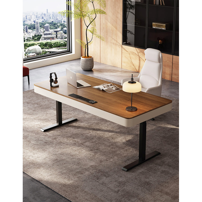 Bureau électrique simple et intelligent en bois massif à hauteur réglable, H 29,5 po x l 70,9 po x P 27,6 po