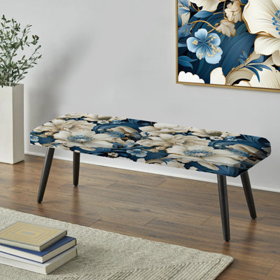 Banc rembourré floral noir Truong