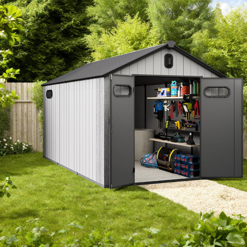 Spacious Sheds, 8x16 Ft Resin Steel Modern Storage For Backyard Home