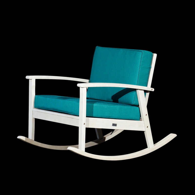 Chaise berçante en bois massif Ingibergur, Gris, Vert foncé