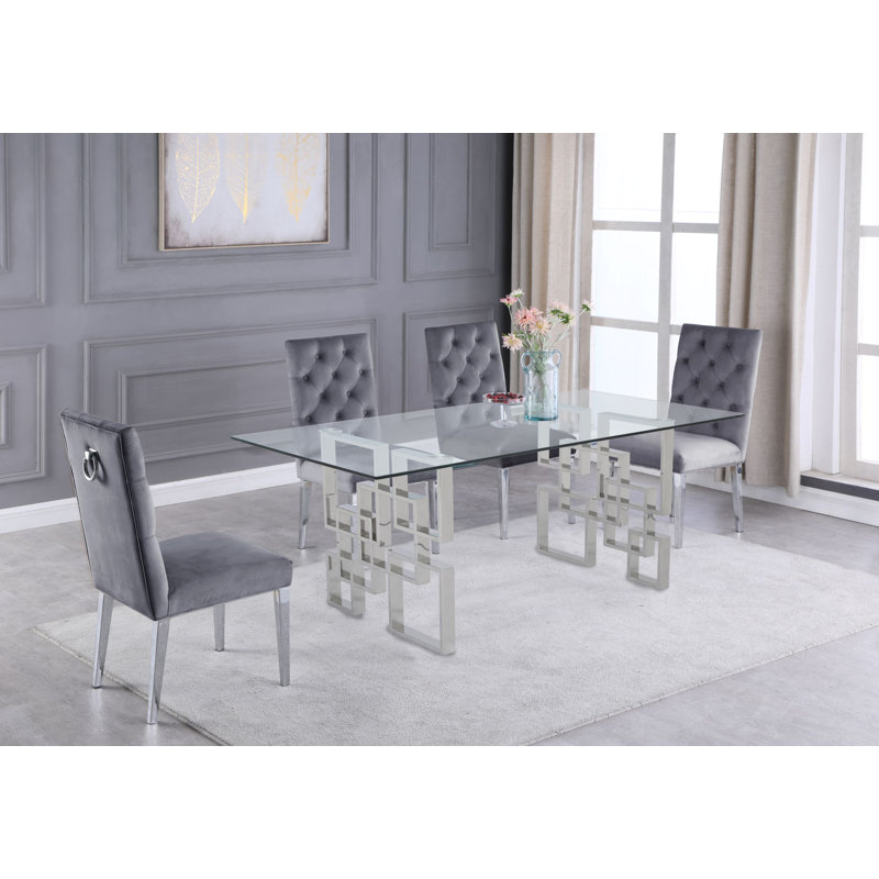 Ensemble de salle à manger Marcano, Argent, Gris foncé, 5 pièces incluses