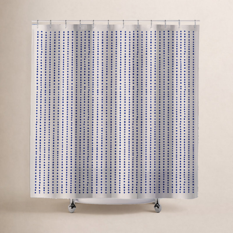 Thora Dots Mid-Century Shower Curtain, Navy