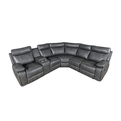 Giralt 2 - Piece Vegan Leather Sectional, Modern Sectional Sofa Couch, Home Theater Seating, Manual reclining sectional with Cup Holder, Hide-Away Sto -  Red Barrel StudioÂ®, 9CD6B631493B4656A80795D4861B76CB