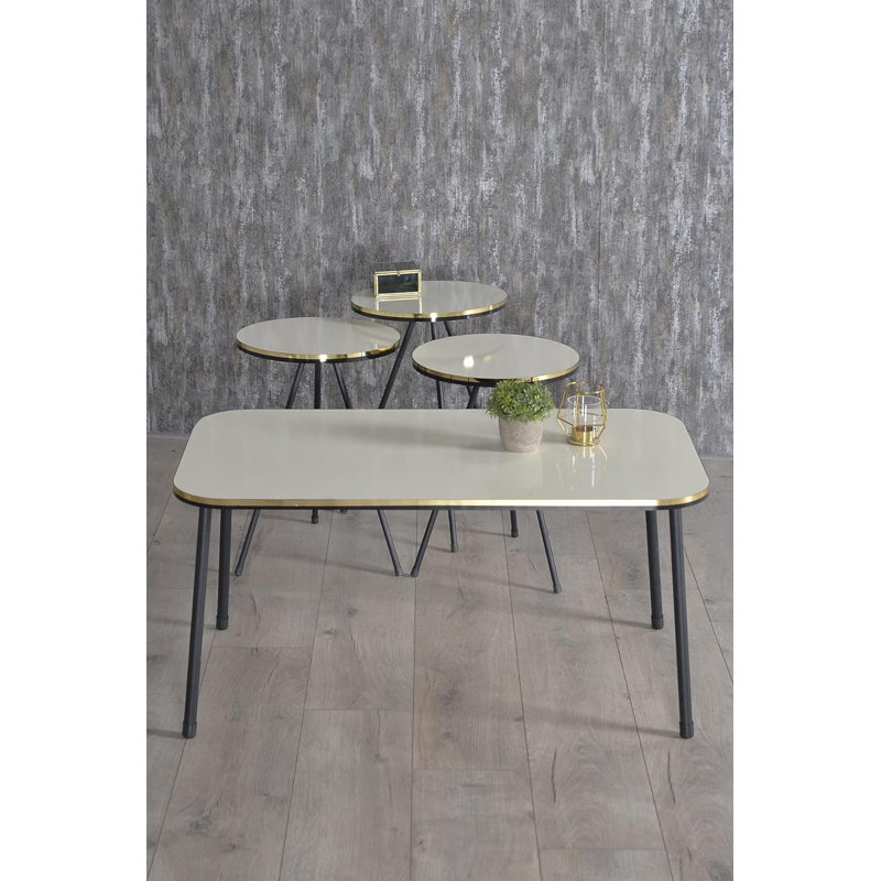 Aryana Living Room Table Set, Cream White
