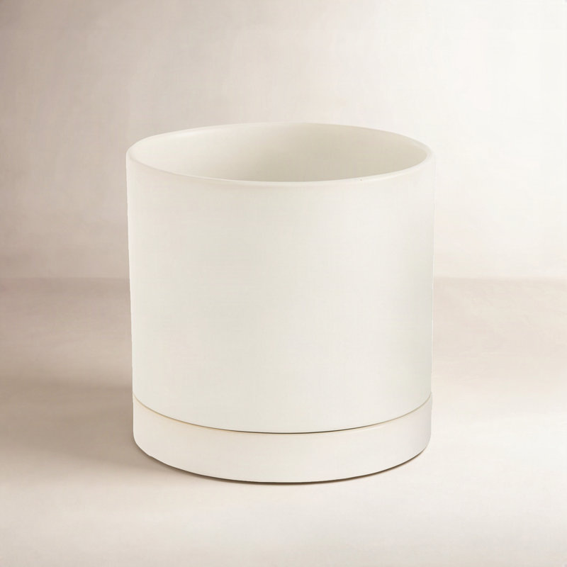 Pot de fleurs en céramique Carlotta, H 7 po x l 7 po x P 7 po, Blanc