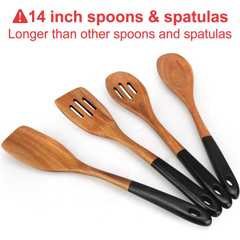 14" Acacia Wood Cooking Utensil Set