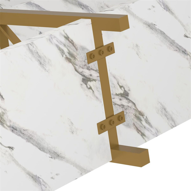 Console Chert, H 29,72 po x l 55,12 po x P 13,39 po, Blanc, Doré