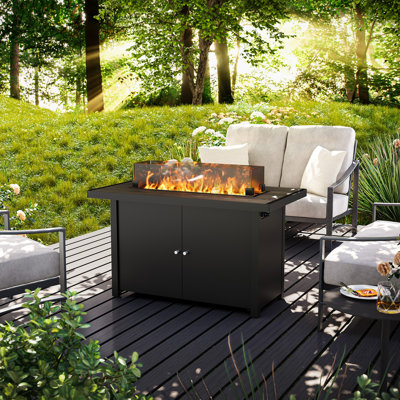 Underclift 43" W x 24" D Patio Propane 55000 BTU Fire Pit Table with Lid
