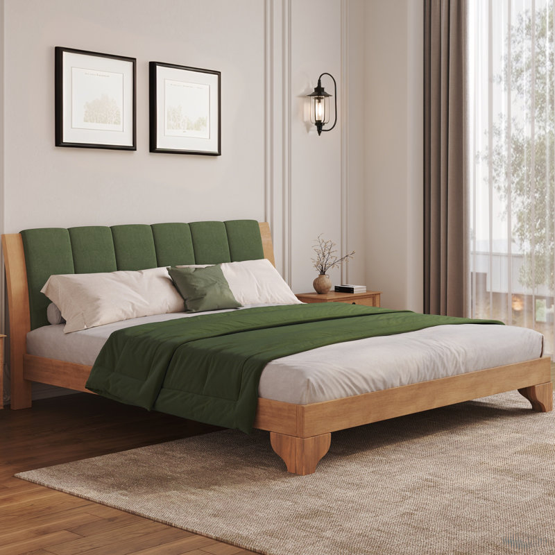 Base de lit très grand en bois de pin de qualité supérieure, base de lit très grand avec tête de lit incluse, Très grand