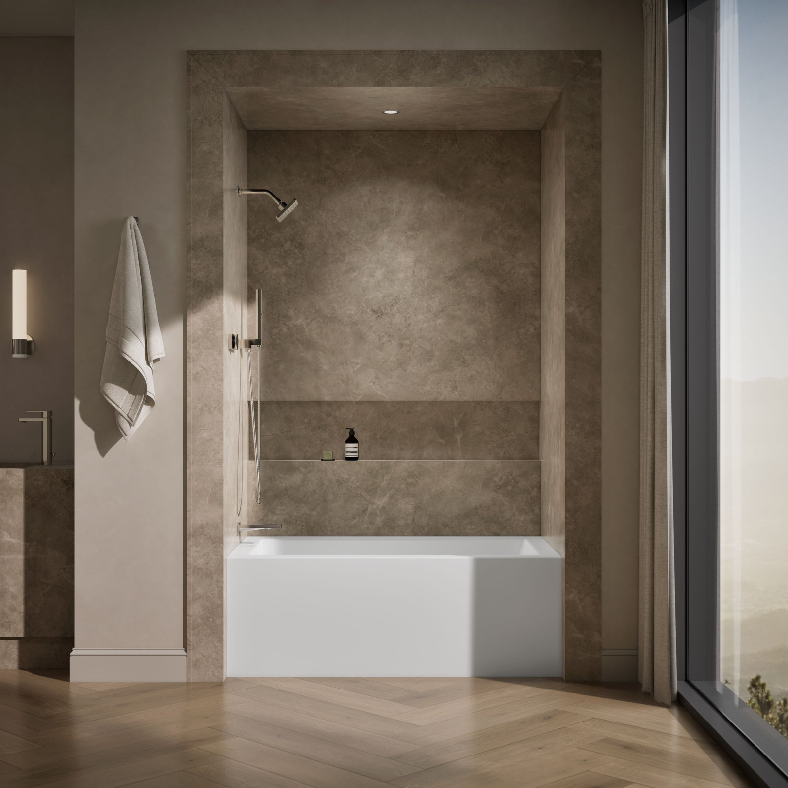 Underscore 60" x 32" Rectangular Alcove Soaking Bathtub with Integral Apron, Left