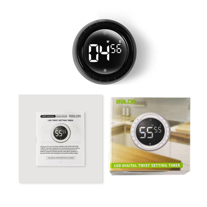 Digital Kitchen Timer, White