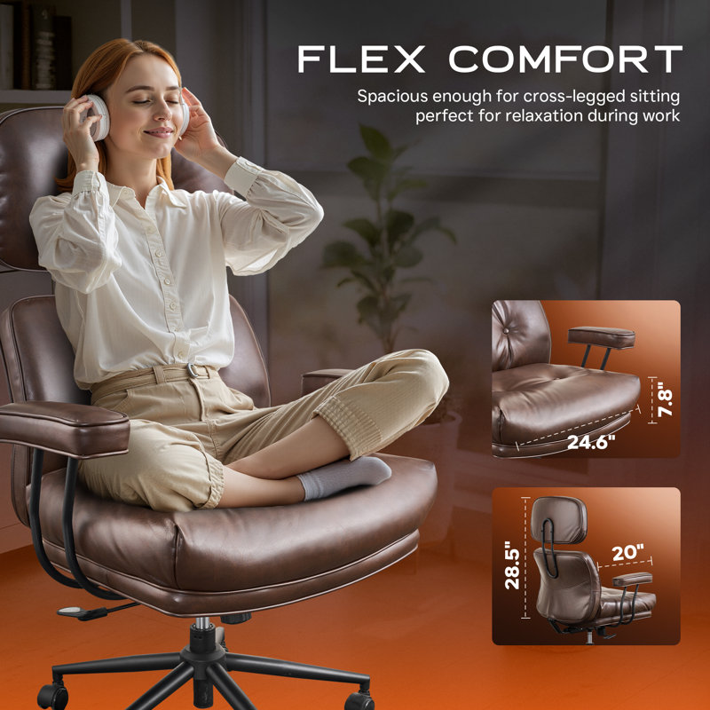 Office Chair With Headrest, Swivel Task Chair With Adjustable Gas Lift, Coffee