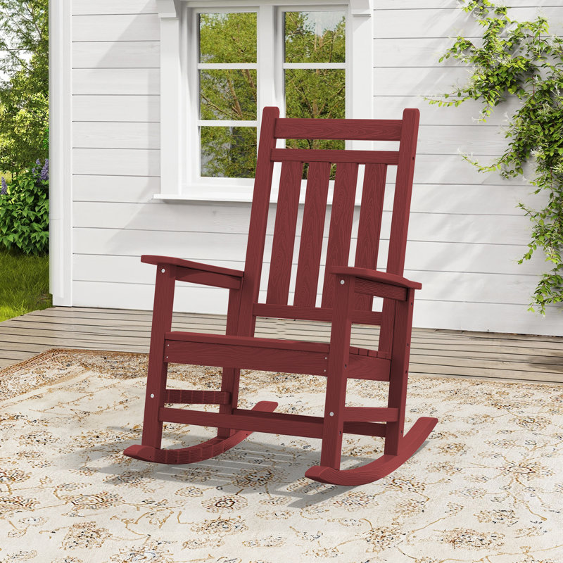 Wolak HDPE Rocking Adirondack Chair, Rouge