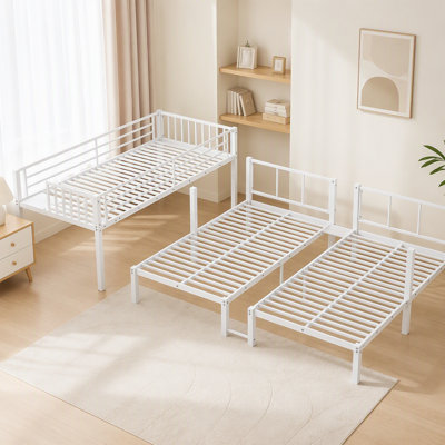 Twin over Twin & Twin Bunk Beds for 3, Twin XL over Twin & Twin Bunk Bed Metal Triple Bunk Bed, White