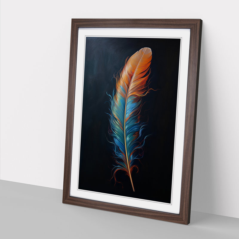 Feather Modern - Framed Print, Walnut, 64cm H x 46cm W x 2cm D