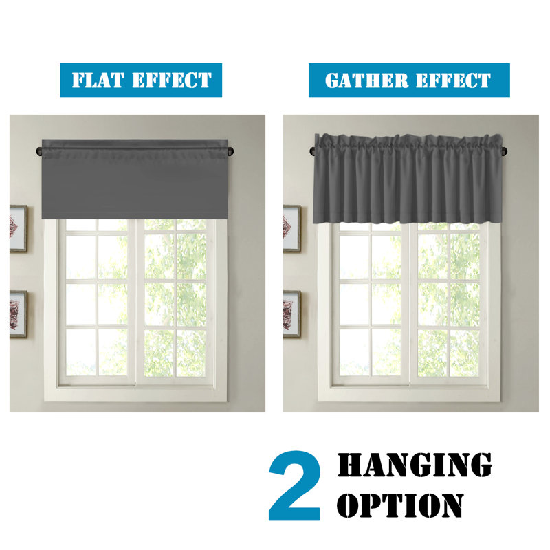 2 Panels Blackout Curtain Valances for Kitchen Windows/Bathroom/Living Room/Bedroom Privacy Decorative Rod Pocket Short Window Valance Curtains