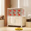 Armoire de rangement pliante à 5 niveaux crème avec roulettes - Organisateur en plastique de 19,69 po de largeur avec portes magnétiques, conception pliable pour la maison et le bureau