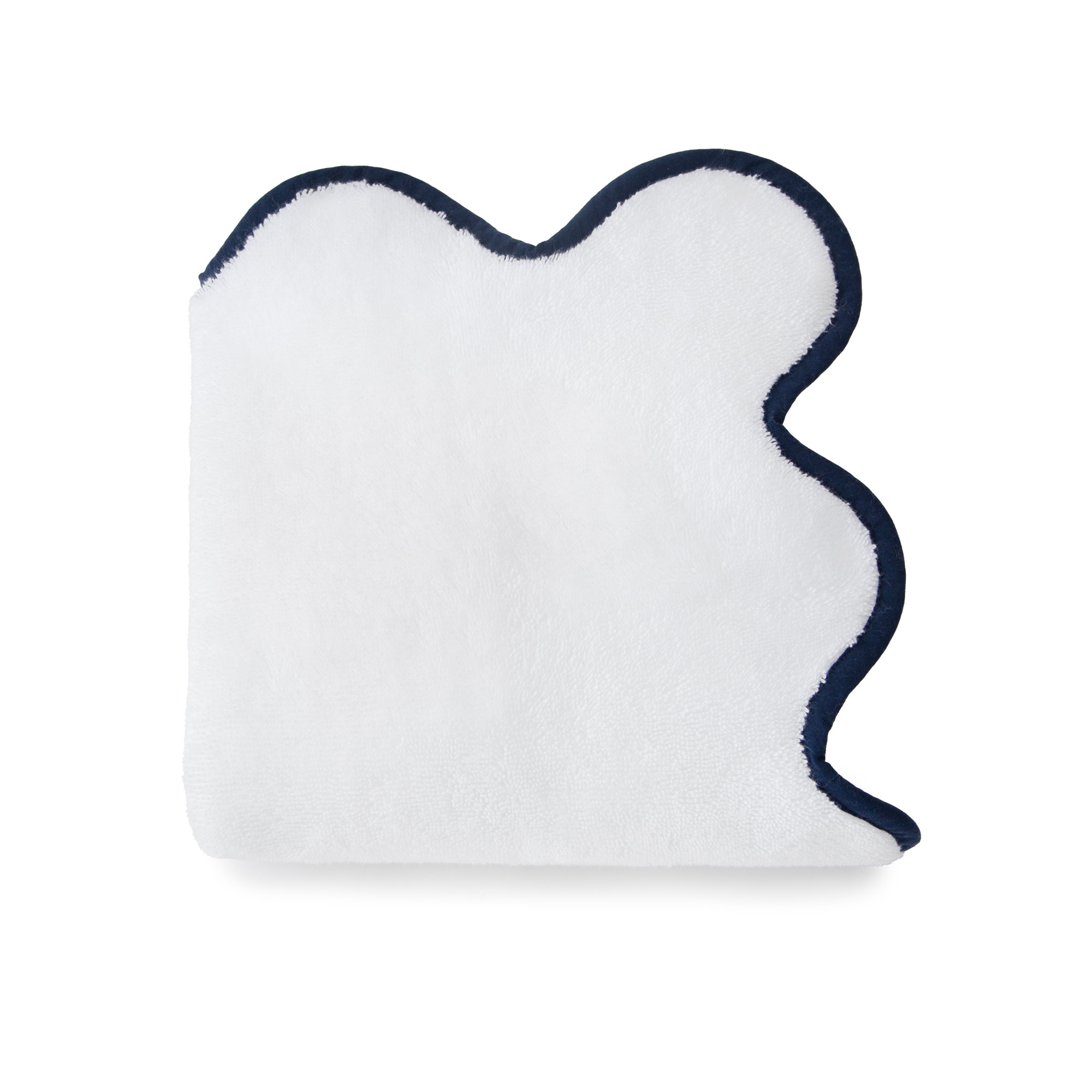 Scalloped Hand Towel, White/Navy