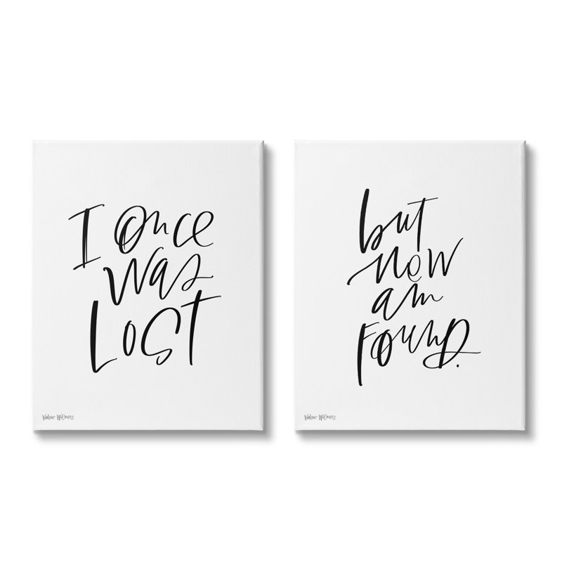 Citation inspirante de la calligraphie «Lost Now Am Found», Plaque murale, H 16 po x l 20 po