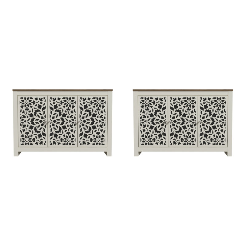 Arrastia Transitional Coordinated Sideboard Set Of 2, Ivory/Knotty Oak
