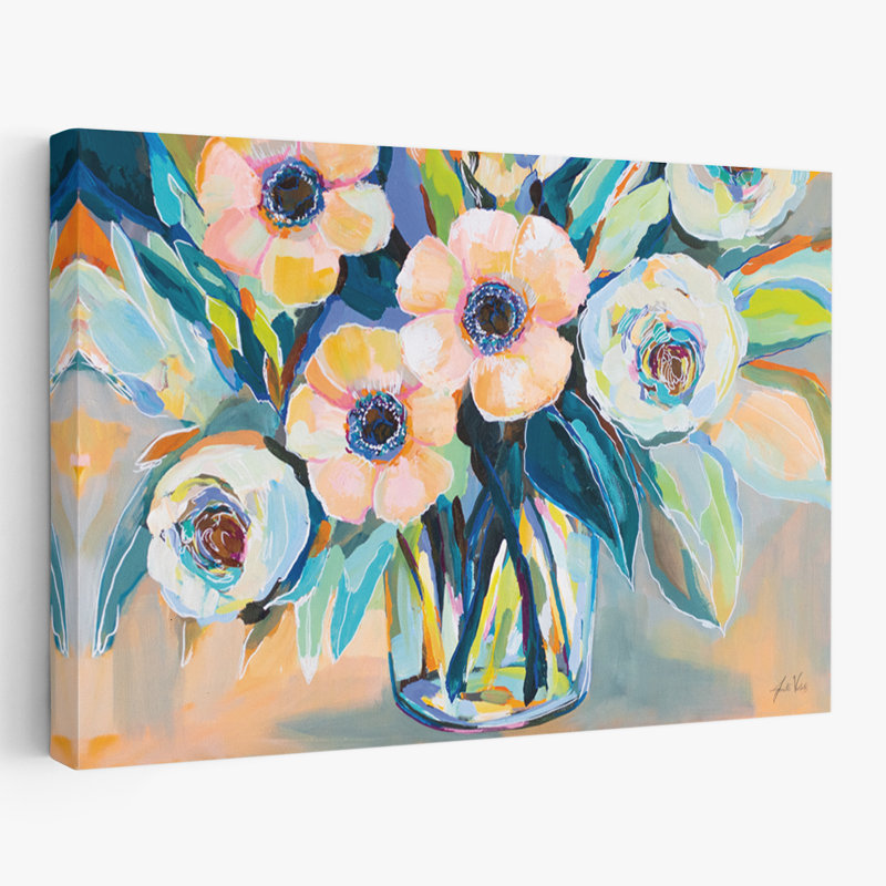 Anemones And Aqua Optimism Art, 32" H x 48" W