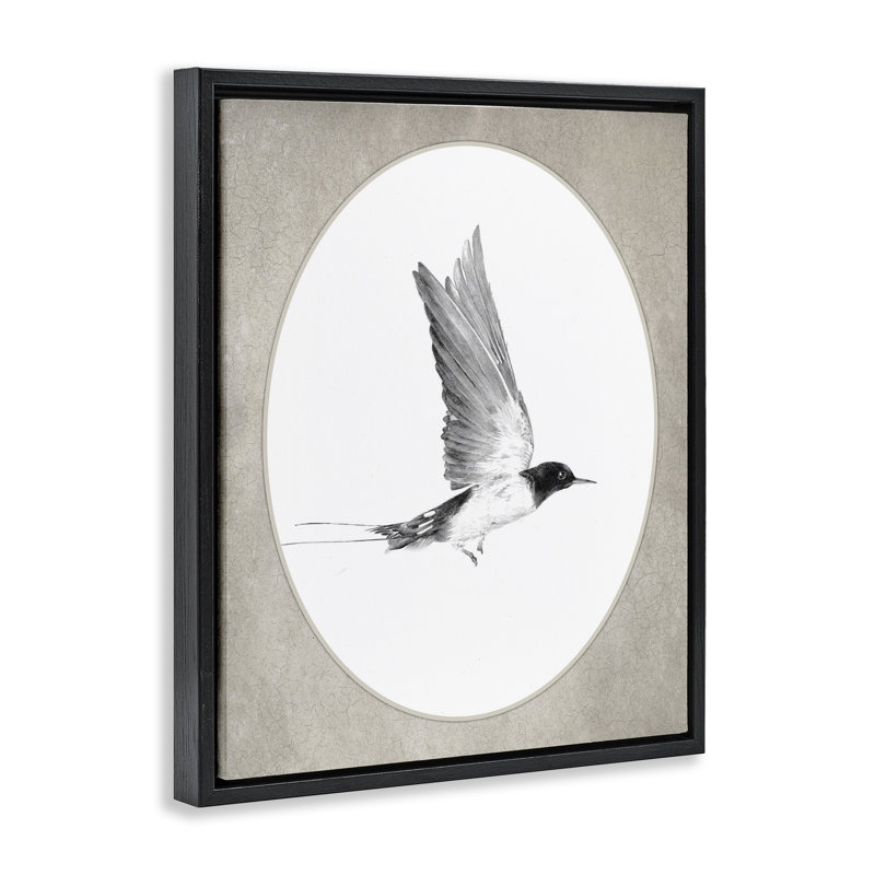 Oiseau en vol, art mural encadré sur toile flottante, H 31 po x l 25 po, Cadre flottant noir de jais