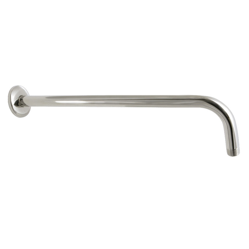 Kingston Brass Claremont 17-Inch J-Shaped Rain Drop Shower Arm with Round Flange, Polished Nickel