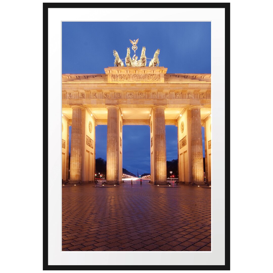 Gerahmtes Poster Erleuchtetes Brandenburger Tor