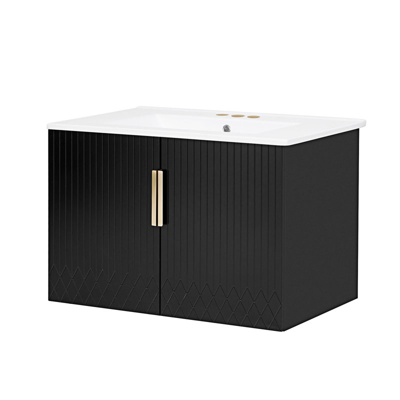Ensemble de meuble-lavabo avec lavabo en céramique Vintage, Noir