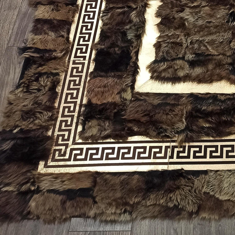 Tapis brun foncé en cuir toscan, Rectangle 8 pi 10 po x 12 pi