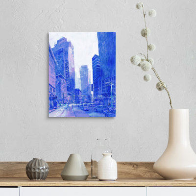 «Second Avenue in Blue - Downtown Seattle, Washington» par Eleanor Doughty, reproduction sur toile