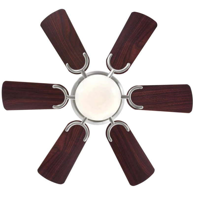 Muniz 30 " Ceiling Fan with Light Kit, Brushed Nickel with Rosewood/Light Maple Blades