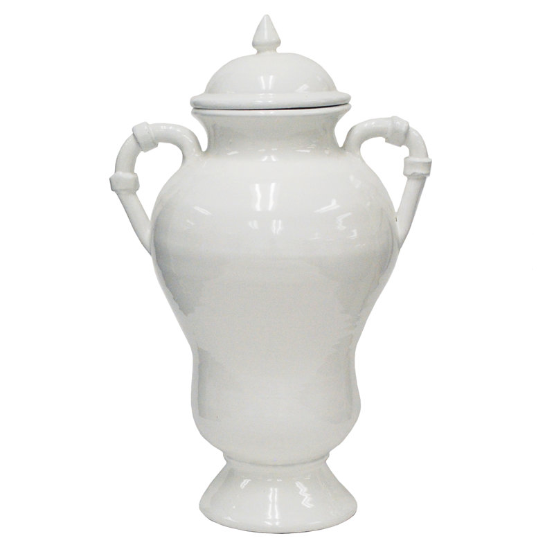 Vase de plancher en céramique 22,4 ", Blanc antique