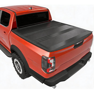 6FT Hard Tri-Fold Low Profile FRP Aluminum Matte Black Tonneau Cover for Chevy Colorado GMC Canyon 2015-2022