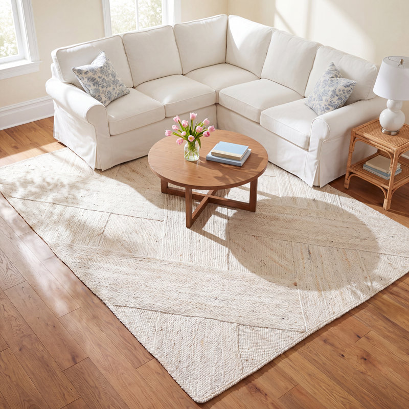 Lizbeth Geometric Handmade Flatweave Cream Area Rug, Rectangle 10' x 14'