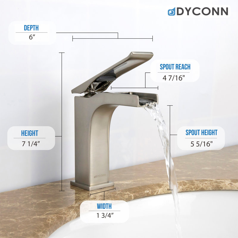 Robinet pour salle de bain à un trou, Nickel brossé