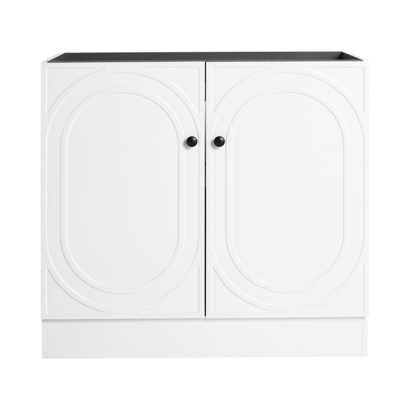 Meuble-lavabo autoportant et 3 portes d'armoire et lavabo, meuble-lavabo de salle de bain, Blanc