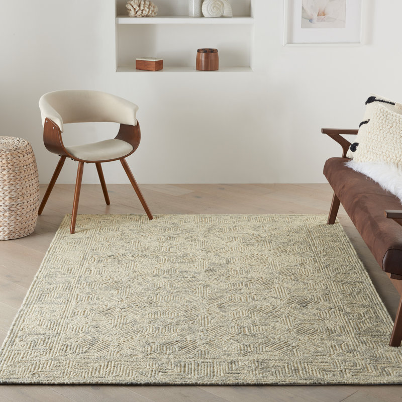 Tapis beige en laine touffeté à la main Joseph, Tapis de couloir 2 pi 3 po x 7 pi 6 po
