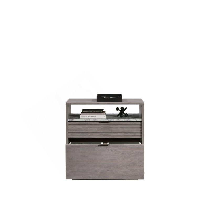 Lateral File With Two Drawers, Medium Gray Finish