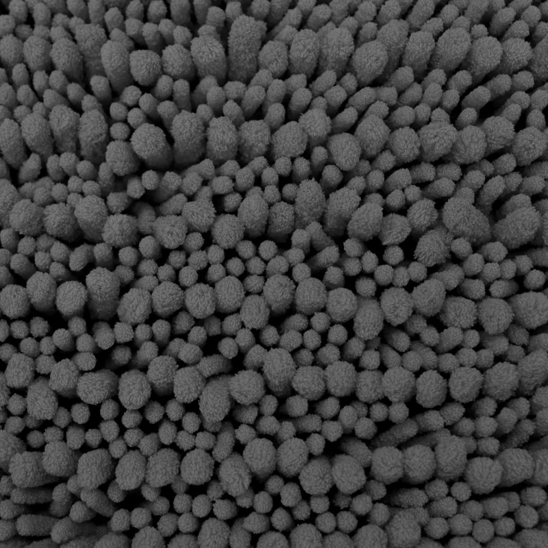 Ultra Plush Chenille Non-Slip Bath Rug, 32" L x 20" W, Dark Gray