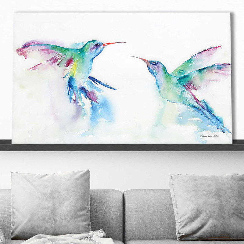 Hummingbirds I par Aimee Del Valley - Peinture, H 24 po x l 40 po x P 1,5 po, Toile tendue
