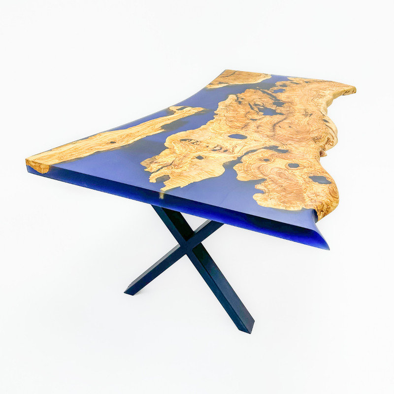 Table de salle à manger époxy bleue