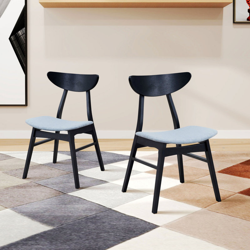 Ensemble de 2 chaises de salle à manger en bois, chaises d'appoint de cuisine rembourrées, chaises de cuisine à structure en bois