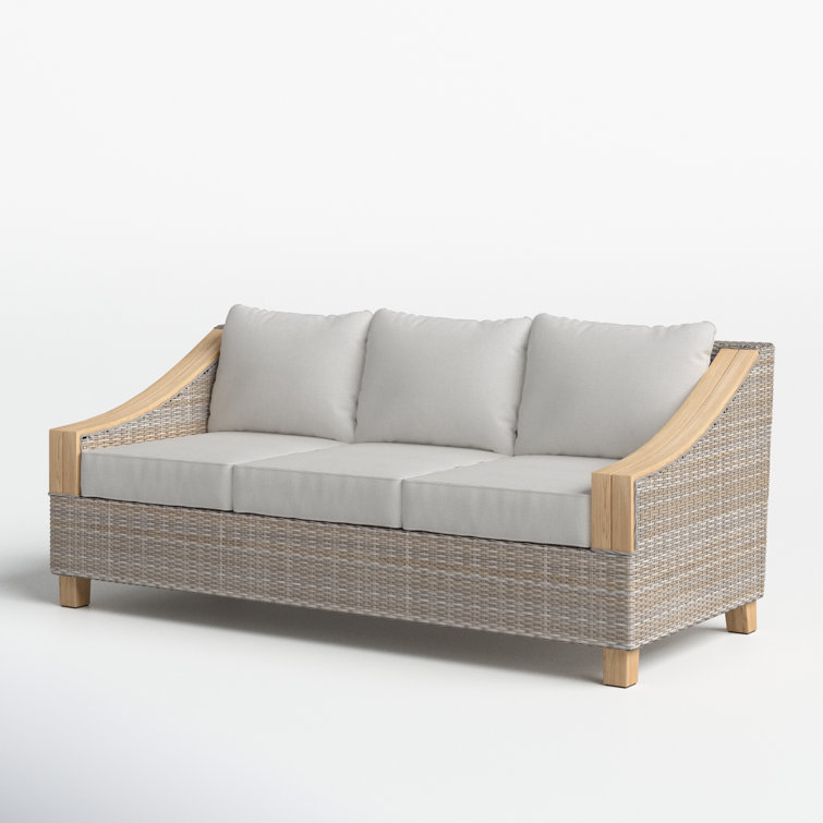 Carlton 78'' High-Density Polyethylene (HDPE) Wicker Outdoor Patio Sofa with Sunbrella® Cushions